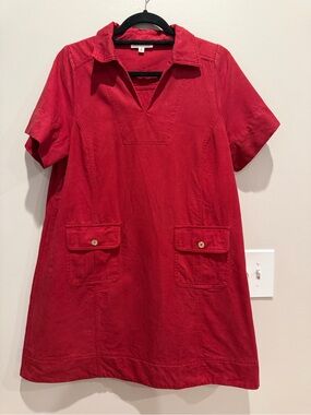 Jodifl Short Sleeve Casual Shift Dress in Red Small